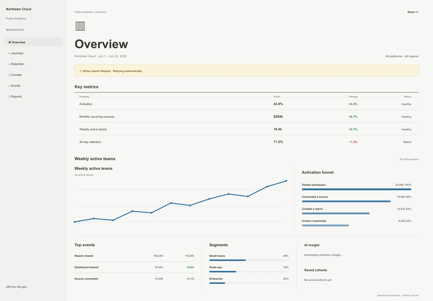 Notion Canvas treatment of the Pulse Analytics overview