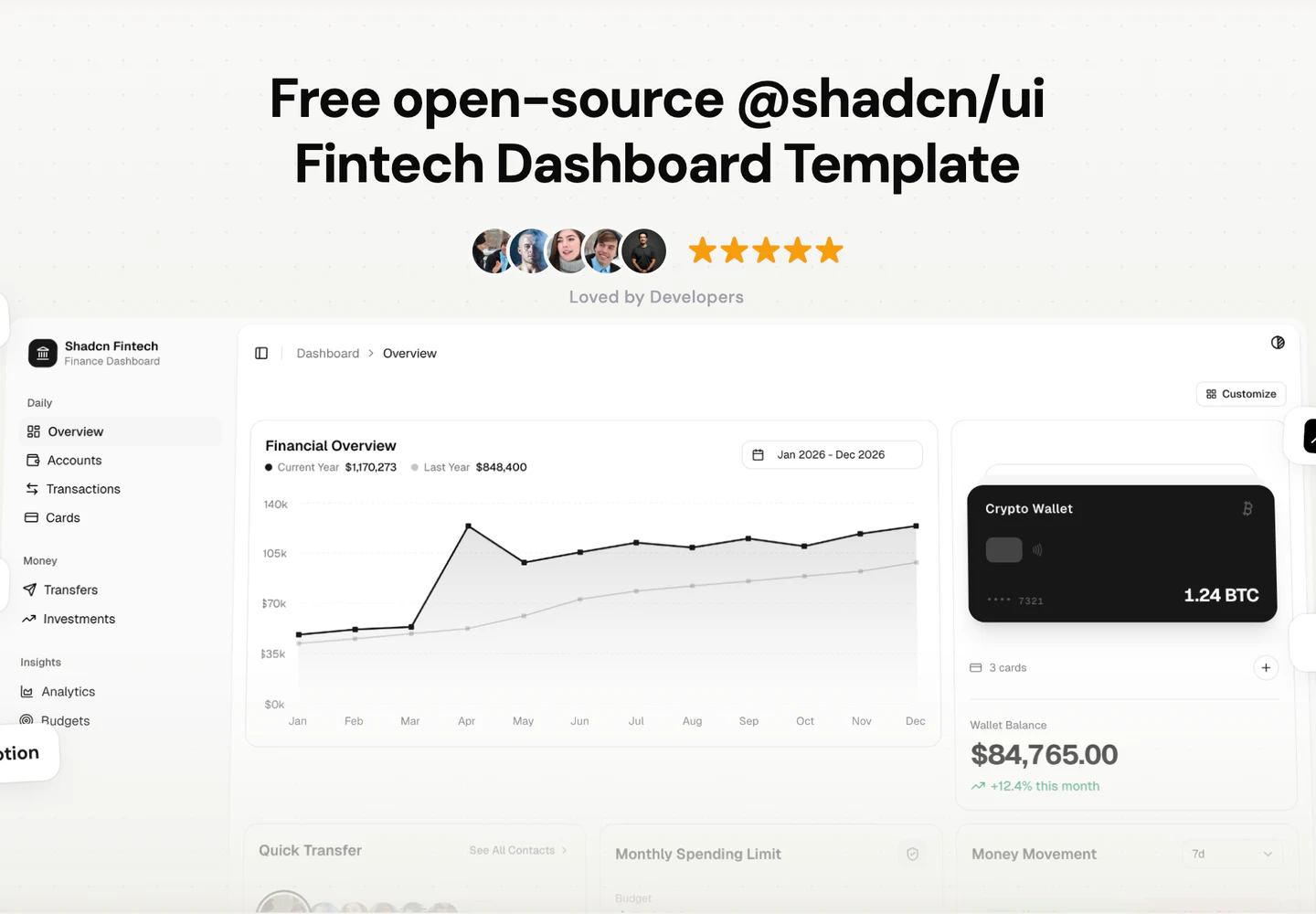 Shadcn Fintech preview from GitHub