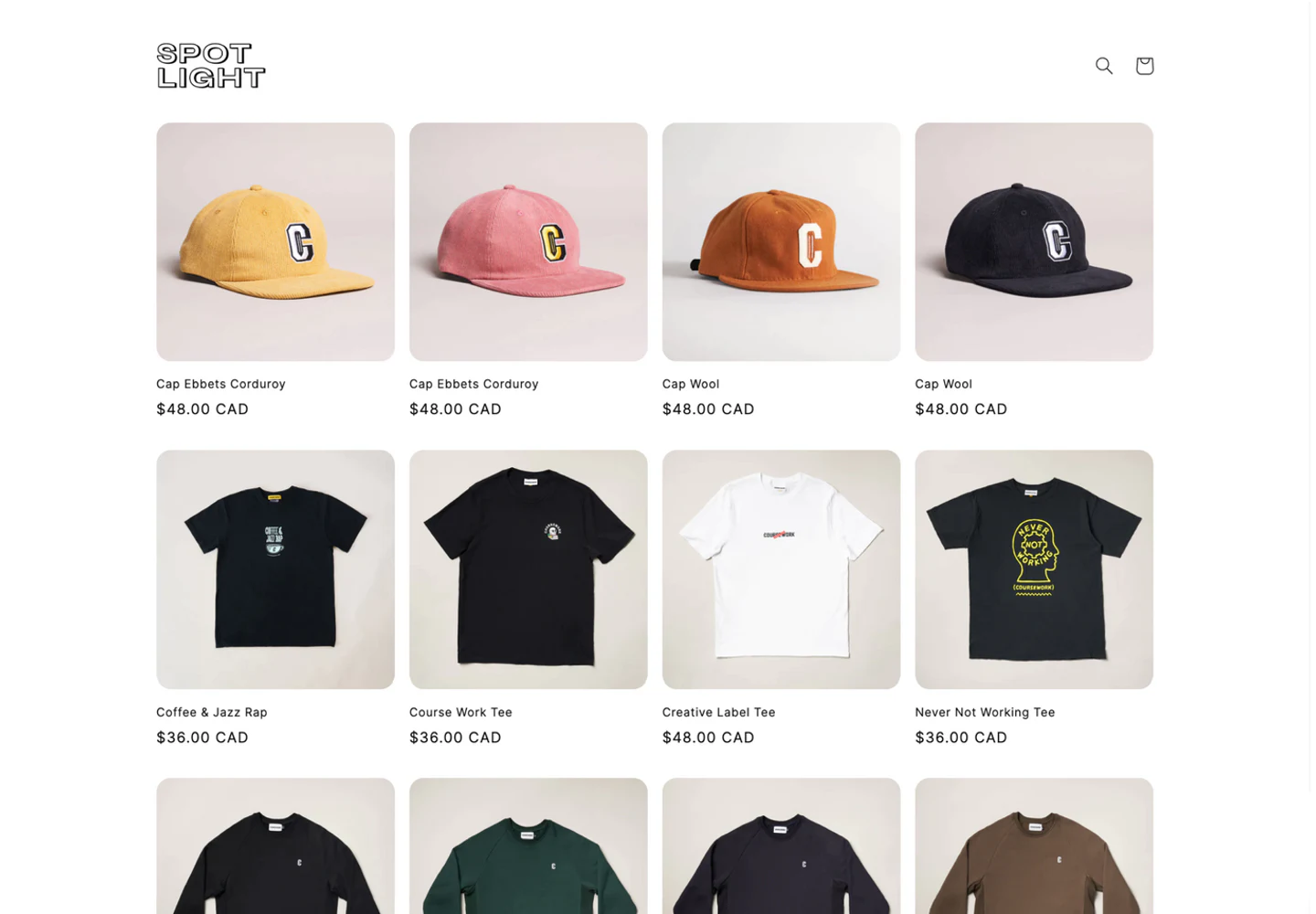 Spotlight preview from Shopify Theme Store